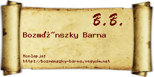 Bozmánszky Barna névjegykártya